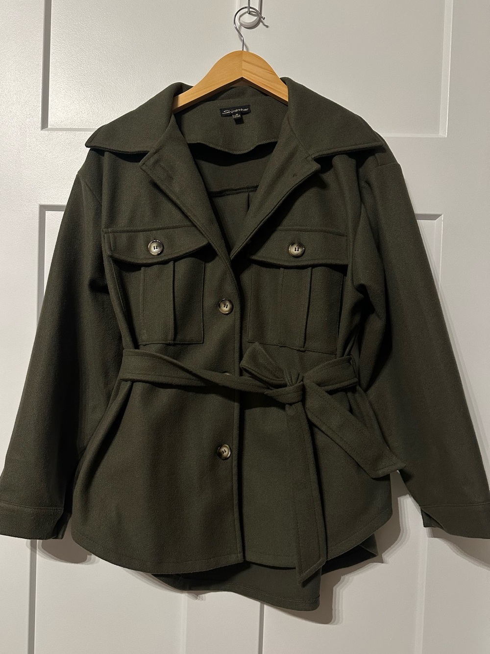 Dark Olive Green Belted Trench Coat Style Jacket - Fall Essentials